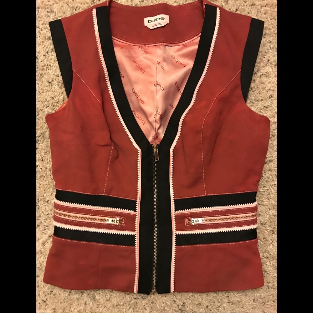 Red Bebe Deep Plunge Vest Top
